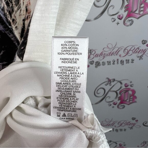 Express tshirt 2 tone mesh bottom hem bling White Graphic Short Sleeve Tee - Picture 7 of 9